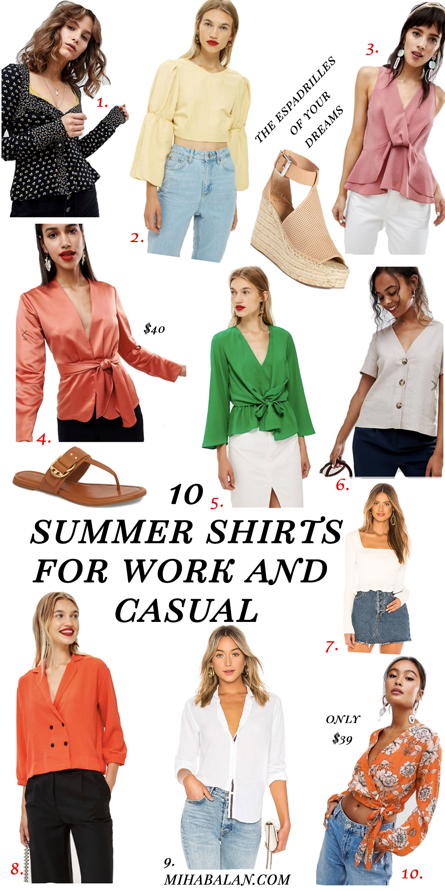 10 summer shirts and blouses for work wear and casual, summer fashion, summer style 2018jpg