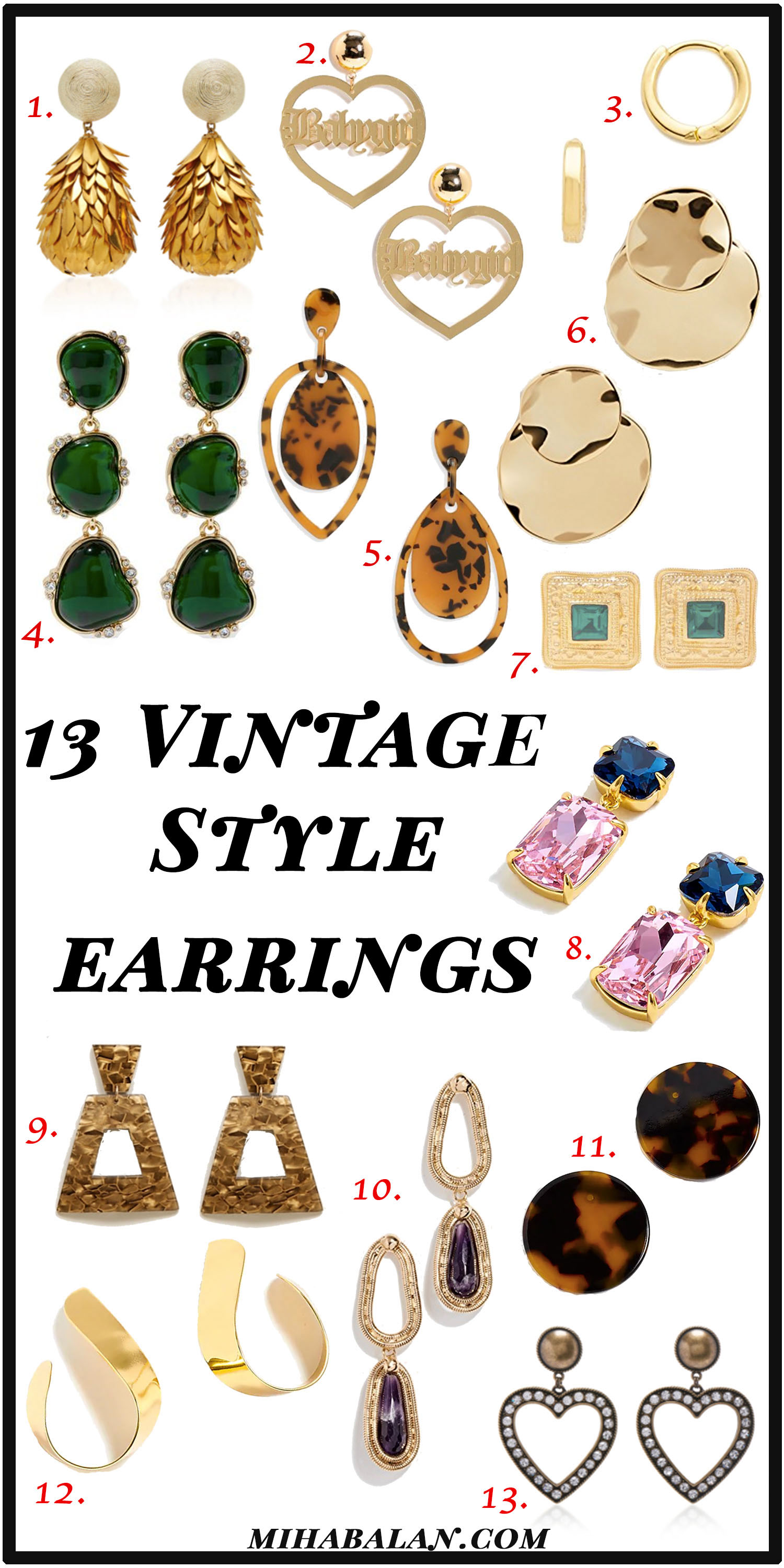 13 Statement Earrings, vintage inspired earrings, fall earrings, jewelry, jewellery, women accessories, hoops